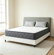 Materasso 160x200 cm in memory foam e schiuma ondulata, bianco e grigio