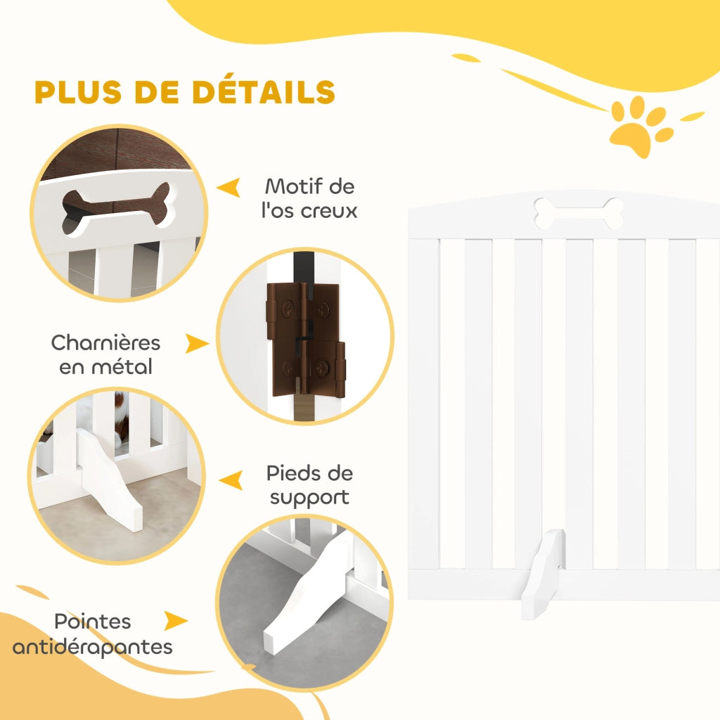 Barriera per cani pieghevole ¨C zephmum ¨C bianco 207.5x30x61 cm