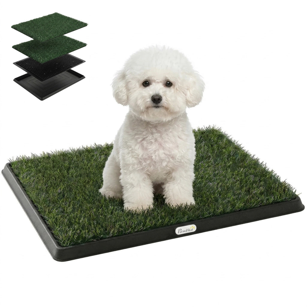 Toilette per Cani con Erba Sintetica Lavabile ¨C Zephmum ¨C 63x50.5 cm Nero+Verde