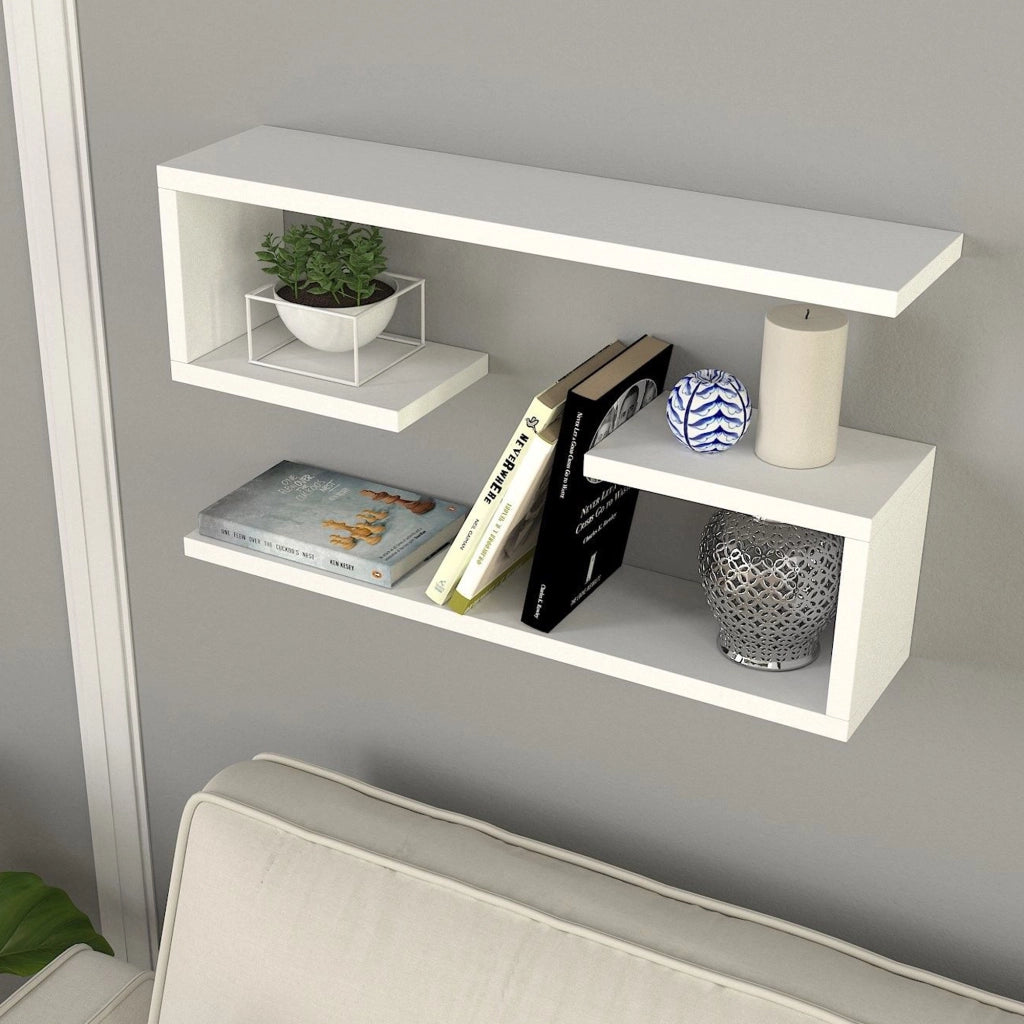 Savogna, Mensola 4 Ripiani, 60x15x18h cm Bianco