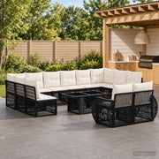 Set Divano da Giardino 13 pz Nero e Bianco Crema polyrattan 3437011
