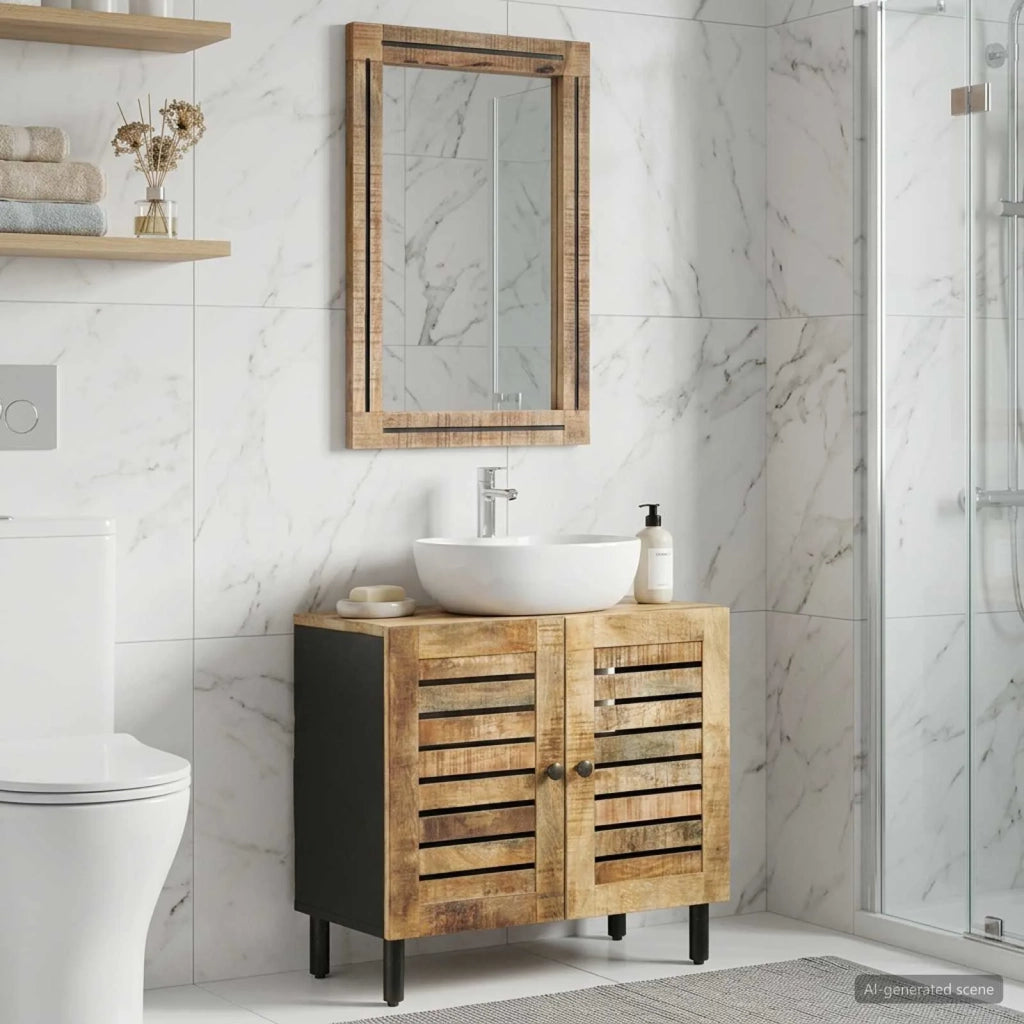 Set di Armadi da Bagno con porta 2 pcs Legno di mango massello 3310165