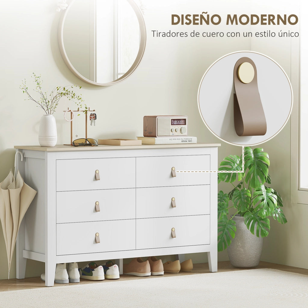 C¨®moda con 6 Cassetti ¨C zephmum ¨C Bianco 120x40x78 cm