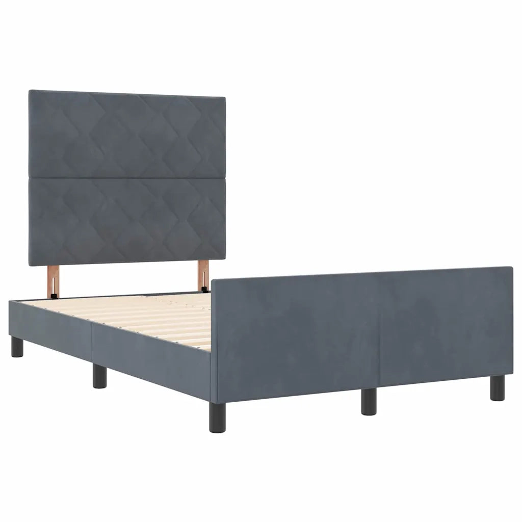 Letto a molle con testiera Grigio scuro 120 x 190 cm Velluto 3344994