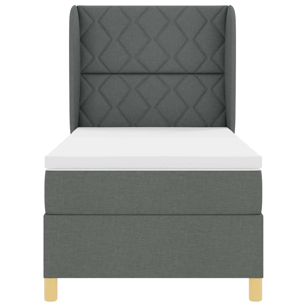 Letto a molle con testiera Grigio scuro 200 x 90 cm Tessuto 3340796
