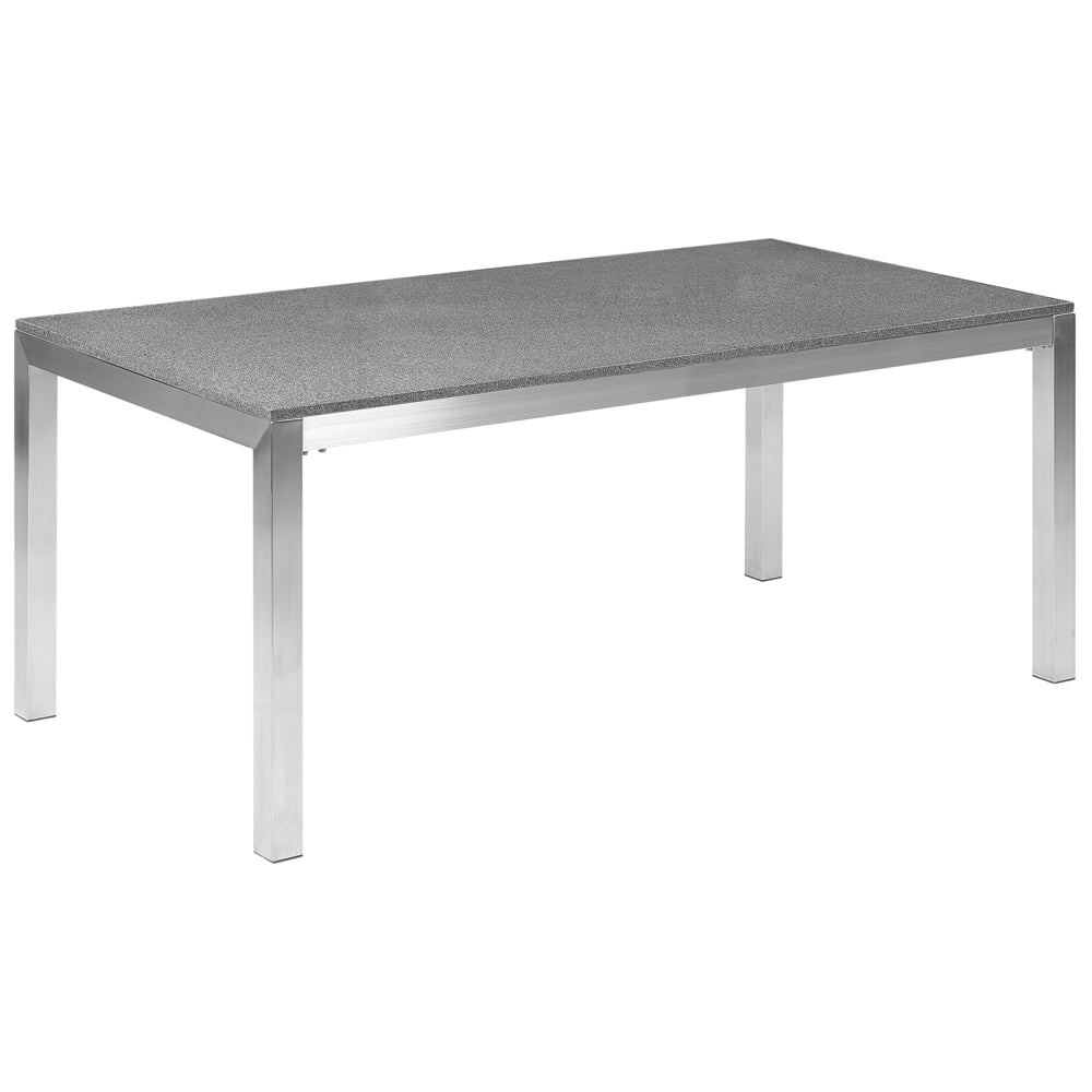 Set da pranzo da giardino beige con piano in granito grigio sedie in rattan 6 posti 180 x 90 cm