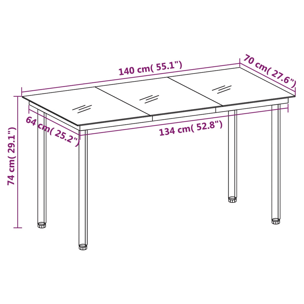 Set da Pranzo da Giardino 7 pz Marrone 3099652