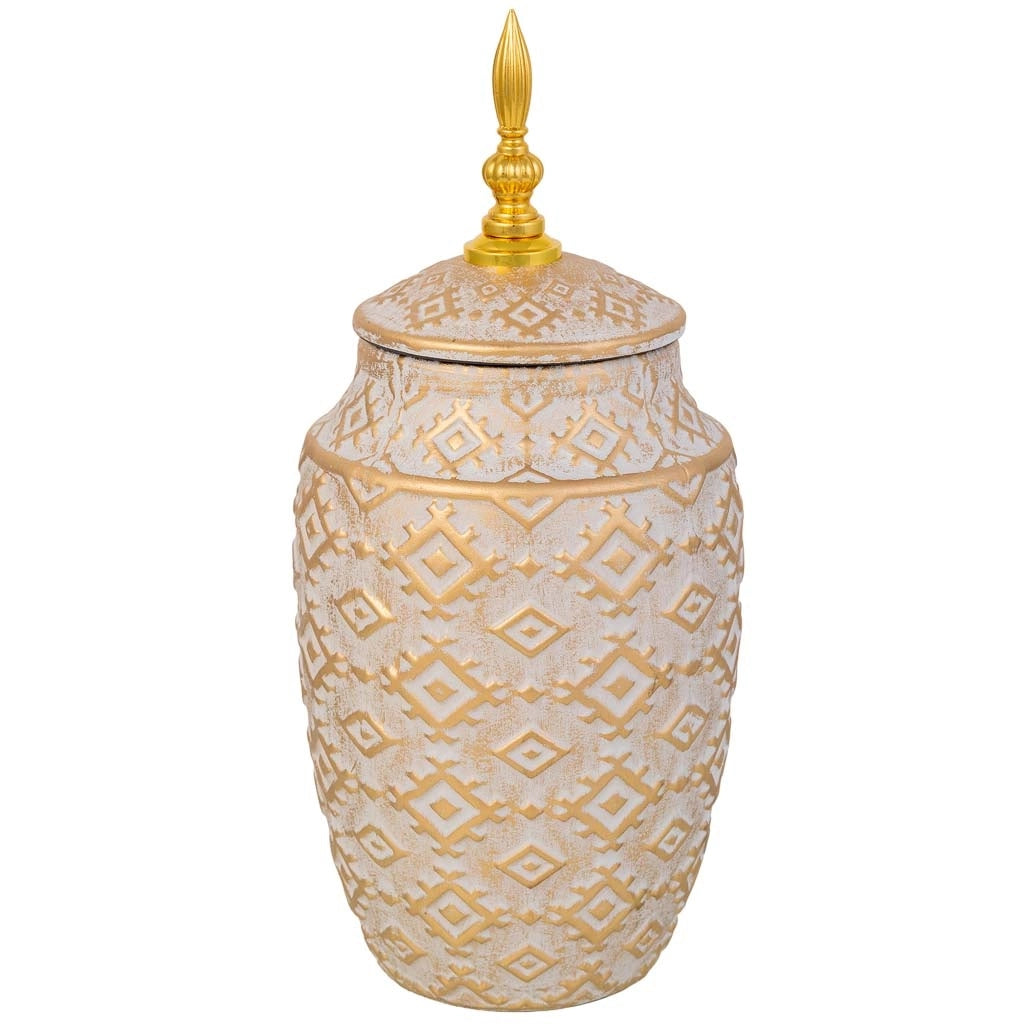 Vaso in ceramica color oro, d15x34h cm