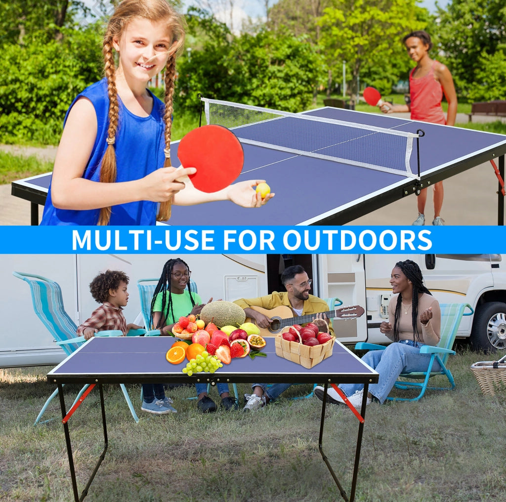 Tavolo da ping pong pieghevole 137，17x76，2 cm MDF blu per interno ed esterno con rete