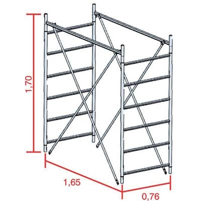 ALZATA X TRABATTELLO GRIM EU 75 MARCHETTI  ACCIAIO ZINCATO CM 165X76 H. CM 170