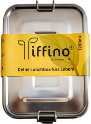 Borsa pranzo in acciaio inossidabile - impermeabile e duraturo - 3 misure (750 ml, 1200 ml, 1400 ml) - con distributore e chiusura in silicone - BPA libero, plastico libero, ideale per scuola e ufficio (Modello M)