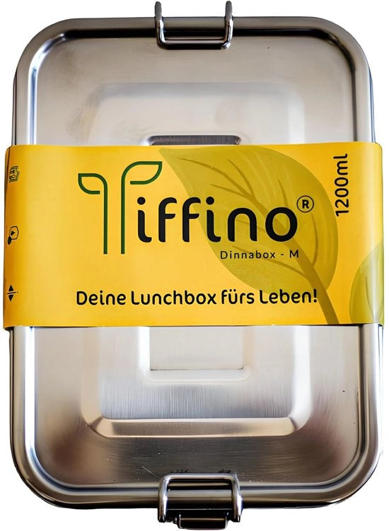 Borsa pranzo in acciaio inossidabile - impermeabile e duraturo - 3 misure (750 ml, 1200 ml, 1400 ml) - con distributore e chiusura in silicone - BPA libero, plastico libero, ideale per scuola e ufficio (Modello M)