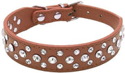 Collare per cani in pelle PU - adattabile - con diamanti strass - nero - taglia S/M/L/XL - 100% cristalli di vetro - collare per cani