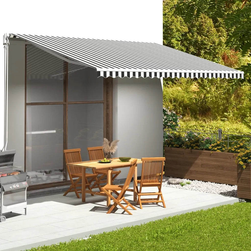 Tessuto di Ricambio per Tenda da Sole-Ricambio telo per tenda da sole Antracite e Bianco 5x3 m