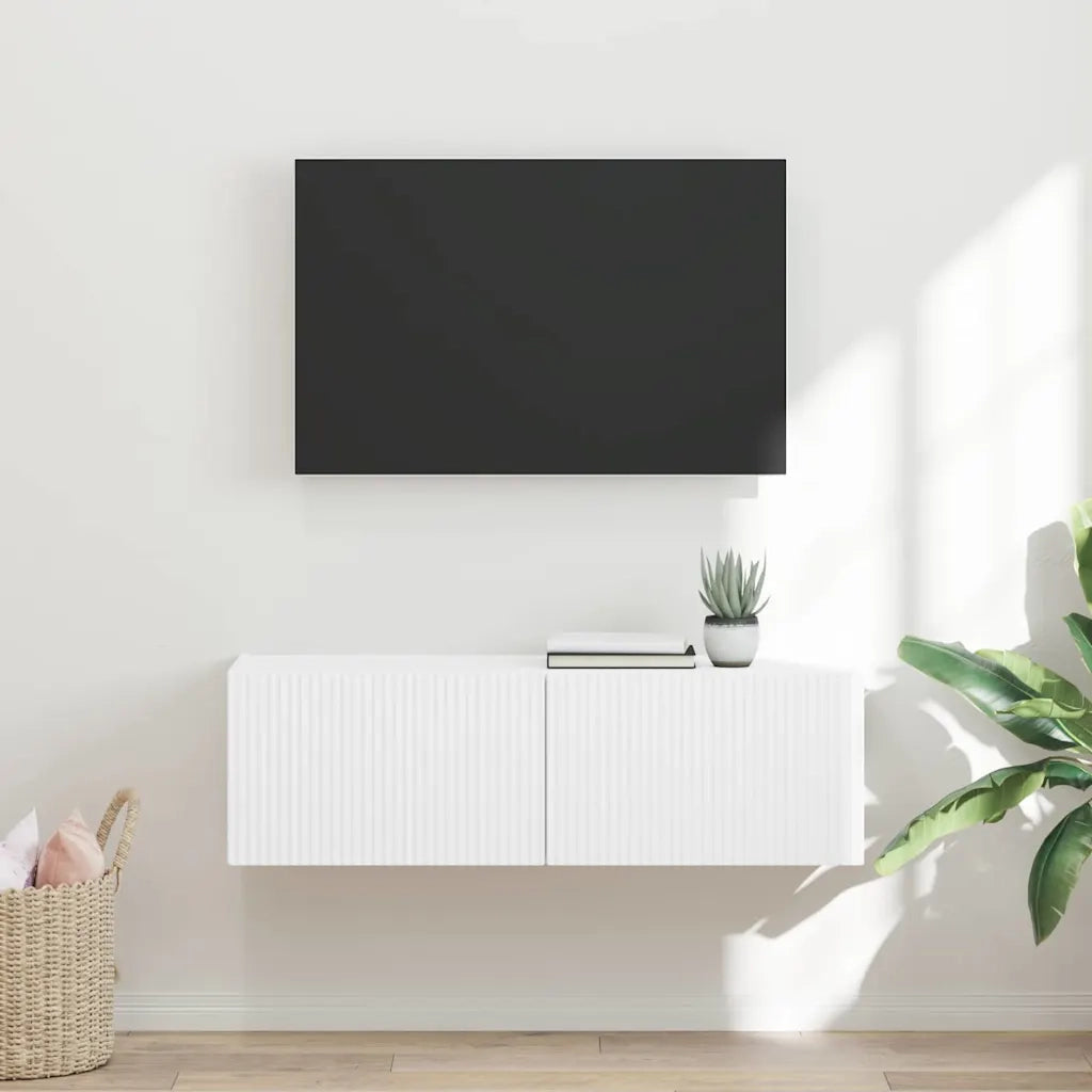 Mobile TV da parete Bianco 98 x 31 x 29,5 cm Legno multistrato 892229