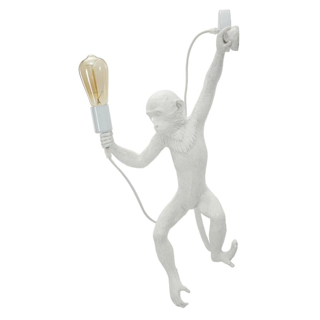Applique da parete Monkey in polyresin bianca a forma di scimmia