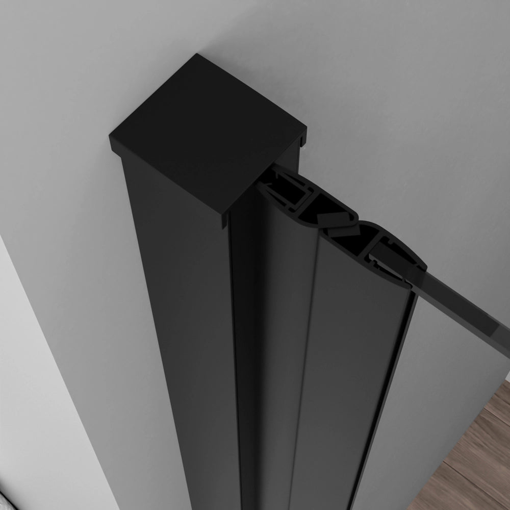 Porta doccia nicchia 95cm in vetro temperato trasparente battente con profilo nero opaco Neos