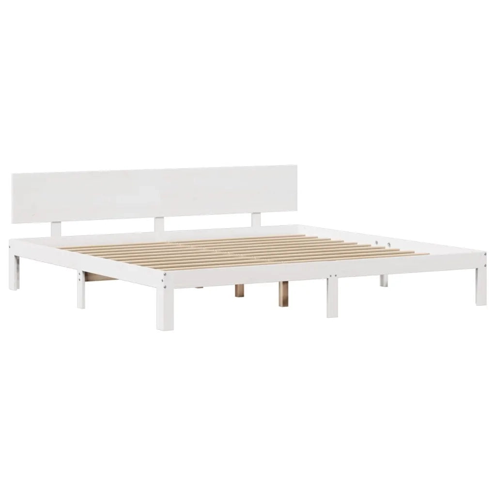 Giroletto con Testiera senza Materasso Bianco 200x200 cm