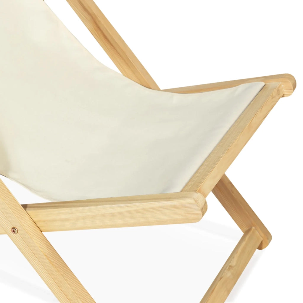 IDMarket - Set di 2 lettini pieghevoli in legno tela chilienne ecrù