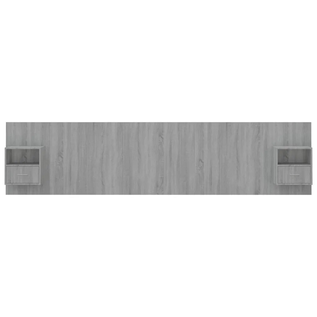 Testiera | Testata Letto con Comodini in Legno Multistrato Grigio Sonoma