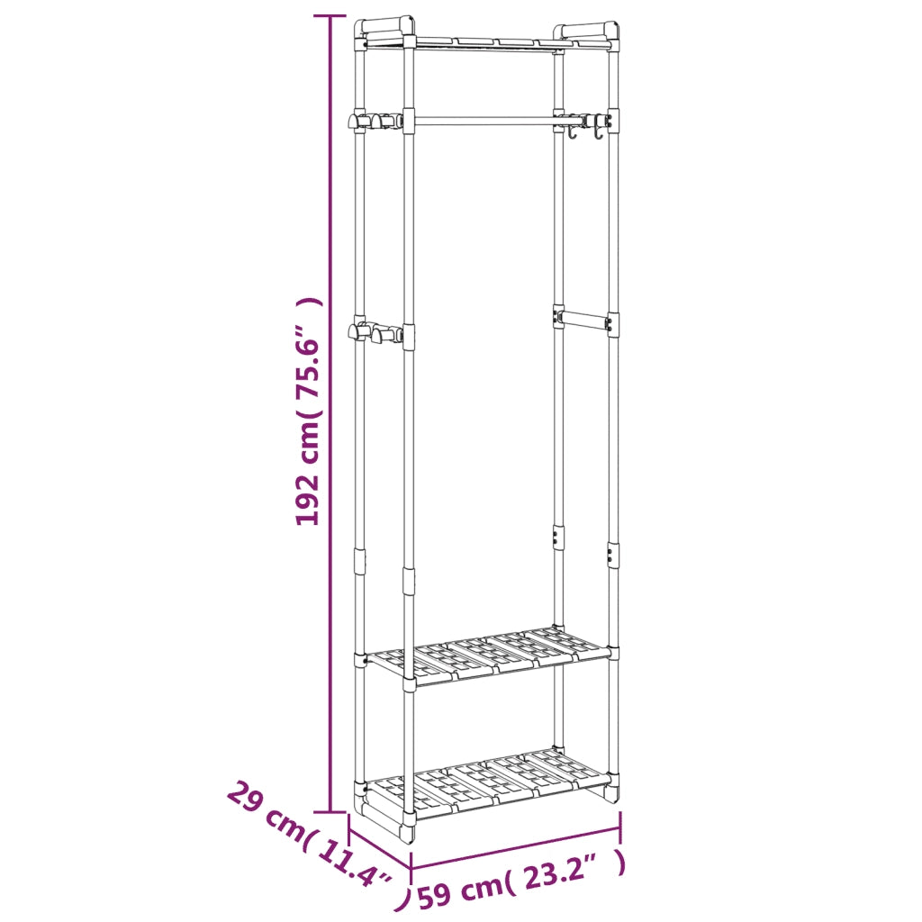 Appendiabiti a 3 Livelli Argento 59x29x192 cm in Alluminio CFW4523593