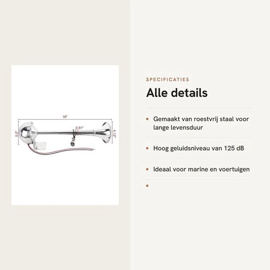 Fischietto Acustico 125 dB - Acciaio Inox - Super Luminoso - Impiego Marittimo - Camion/RV - Rimorchio/SUV - Tromba
