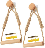 Supporto per carta igienica in legno vintage - Attacco a parete - Autoadesivo - Con coda di cavallo - 2 pezzi - Materiali naturali