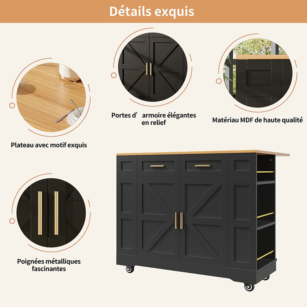 Isola cucina - Xylo - tavolo estensibile venatura legno nero