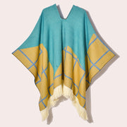 Sciarpa da viaggio da donna, stile etnico, con nappe, modello pullover, calda cappa decorativa da esterno in jacquard