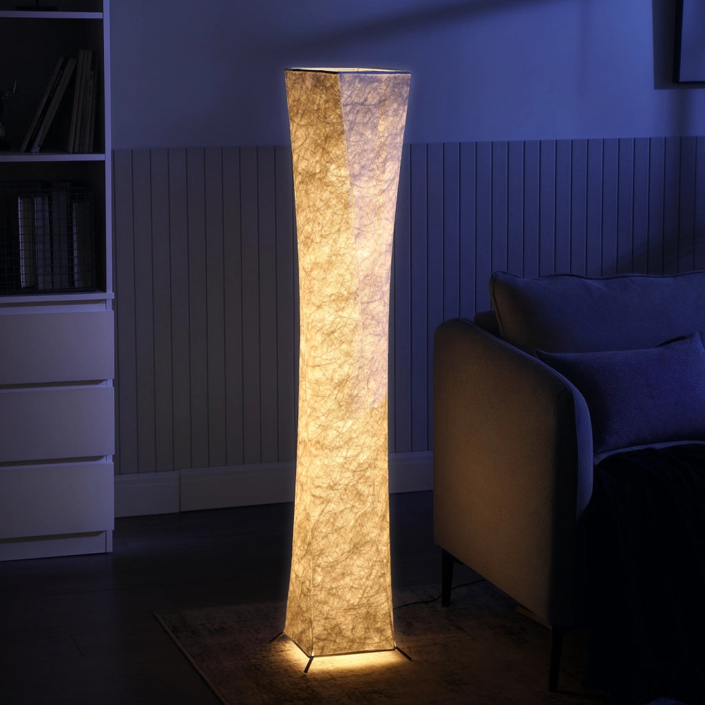 Lampada da terra con paralume in carta ¨C Xylo ¨C interruttore a pedale, 3 livelli luminosit¨¤, bianco