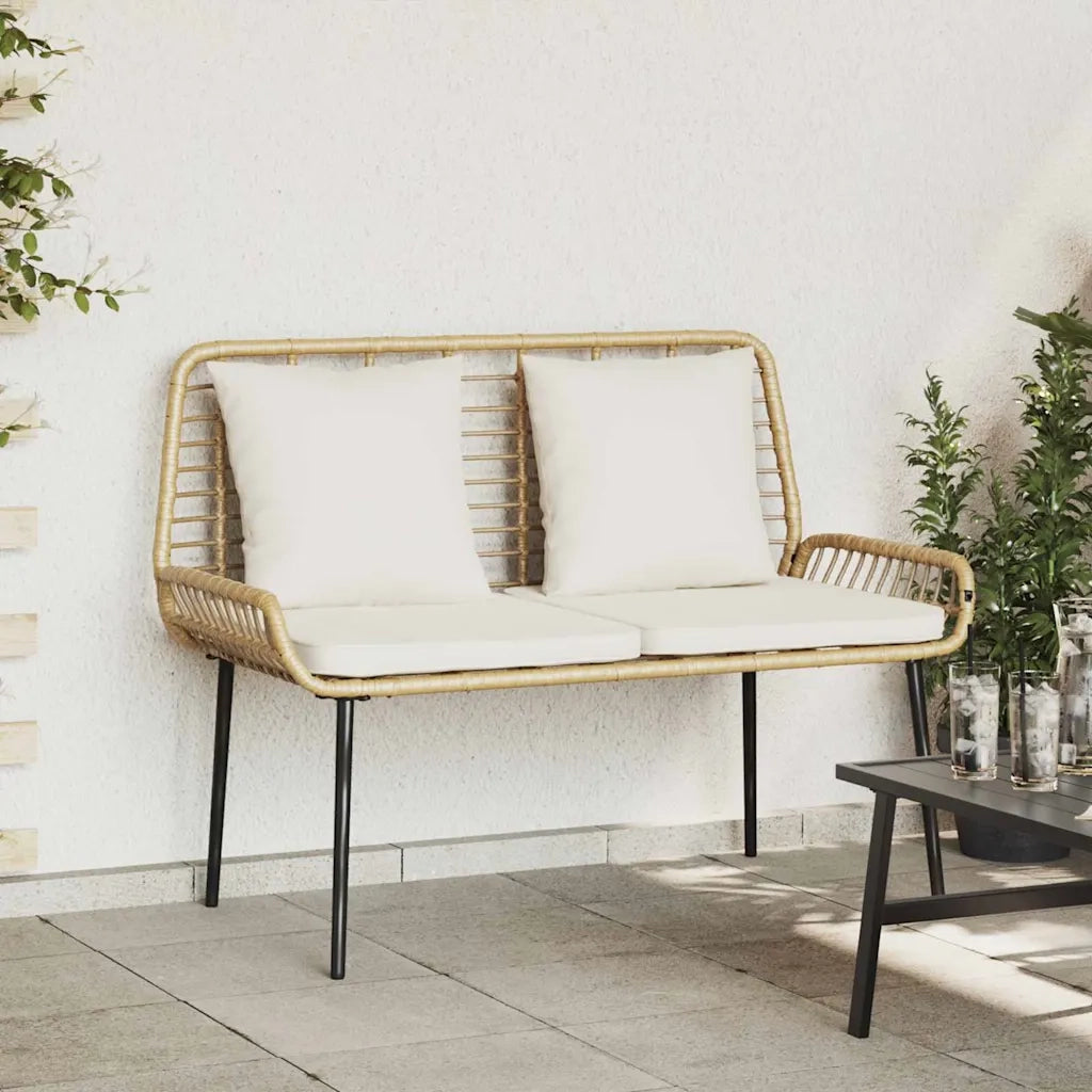 Panchina da giardino Marrone e Crema polyrattan 42010360