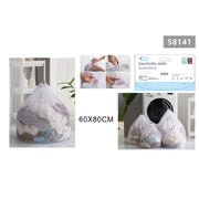 Trade Shop - Sacchetto Lavanderia Bucato Borsa A Rete Biancheria 60 X 80cm Con Coulisse 58141 -