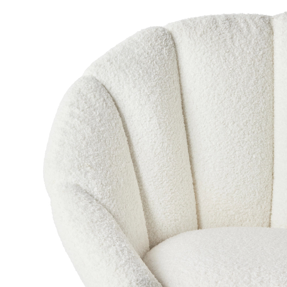 Elegante sedia da ufficio girevole in tessuto bouclè bianco con base regolabile in altezza Design moderno Home Office