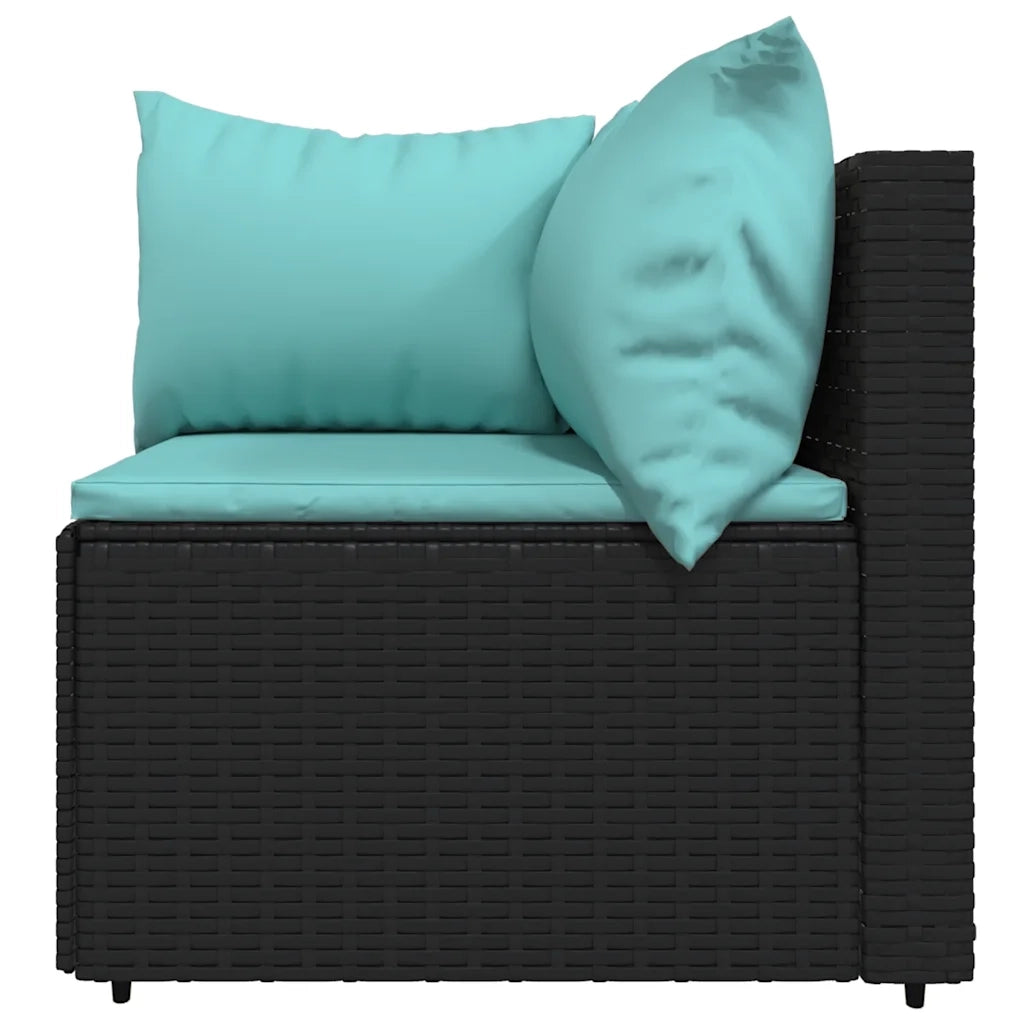 Set Divani da Giardino 3 pz con Cuscini Nero in Polyrattan 319798