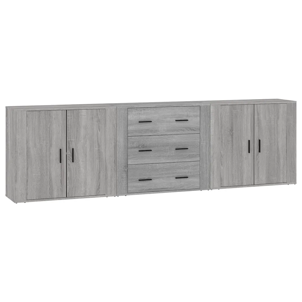 Credenze 3 pz Grigio Sonoma in Legno Multistratocod mxl 125251