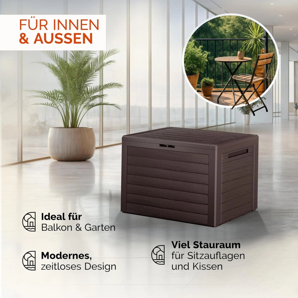 ® Baule da Giardino Lille 190 L Effetto Legno Orgenizer Box Giocattoli 78x44x55cm Multibox Impermeabile Esterni
