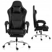 Sedia Gaming DOWINX Nera con Poggiapiedi; Schienale 150°; Supporto Lombare e Portata 150 kg