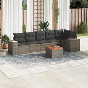 Set Divani da Giardino 7 pz con Cuscini Grigio in Polyrattan 3225458