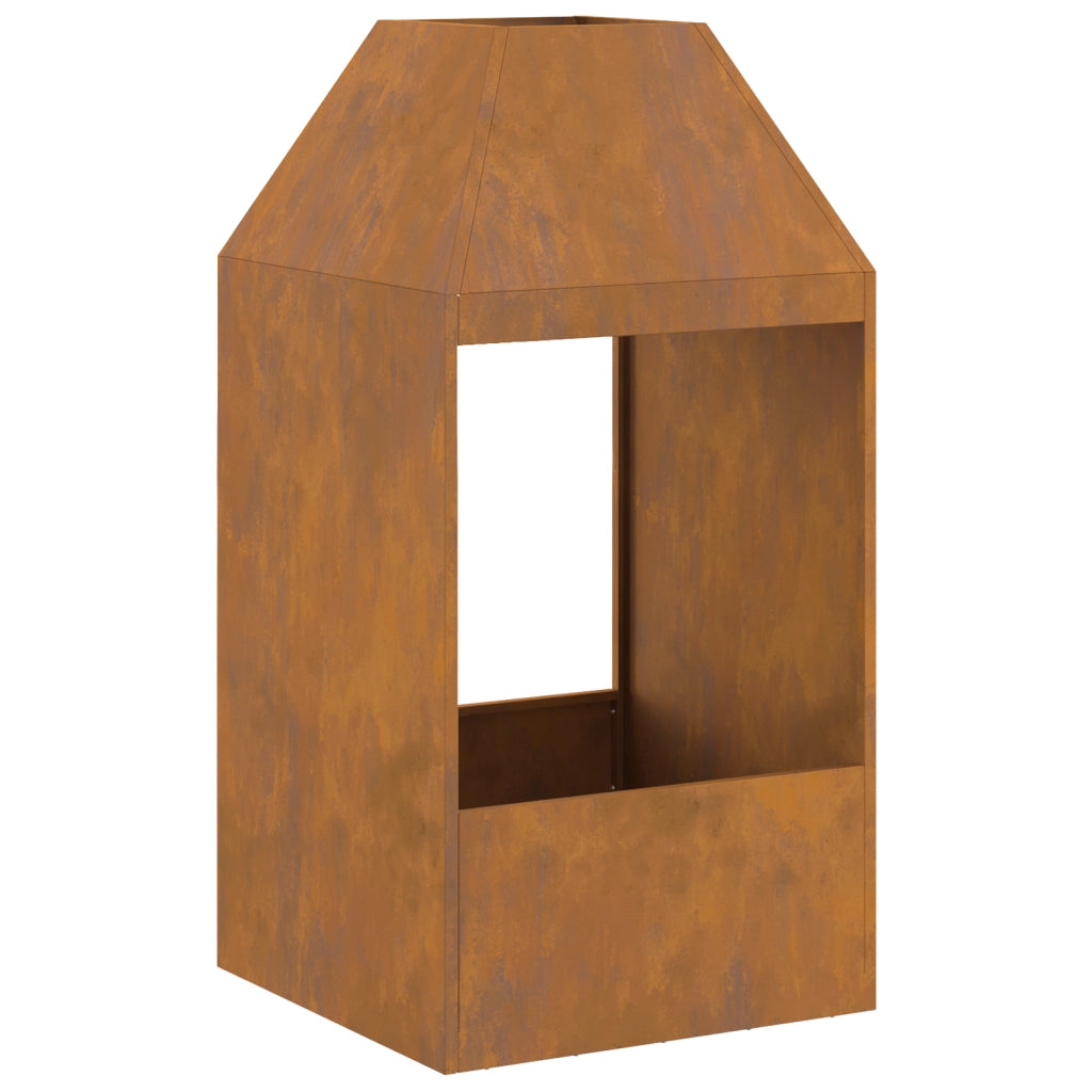 Braciere  50x50x100 cm in acciaio resistente alle intemperie