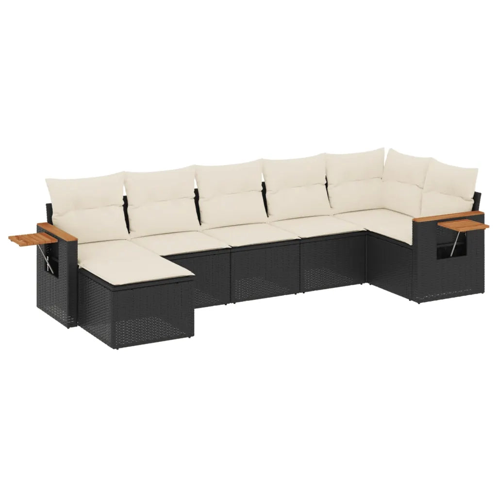 Set Divani da Giardino con Cuscini 7pz Nero Polyrattancod mxl 88314