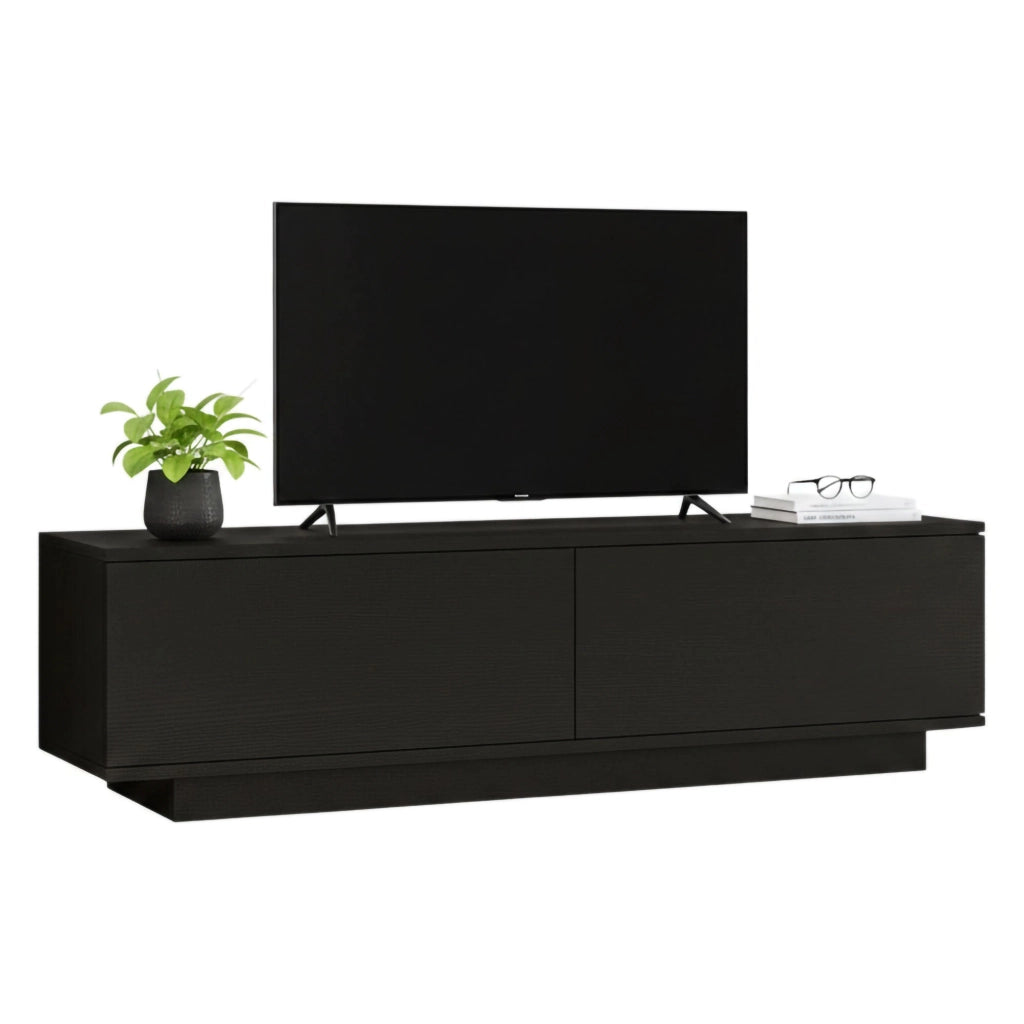 Mobile porta TV Goro, Credenza da soggiorno, Armadio basso per TV, Base parete attrezzata, 140x36h38 cm, Nero