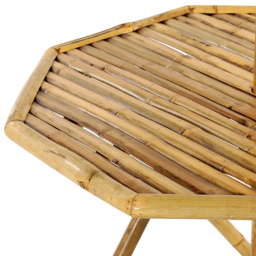 Tavolo bistrot pieghevole legno di bambù chiaro con ombrellone 245 cm giardino terrazza balcone