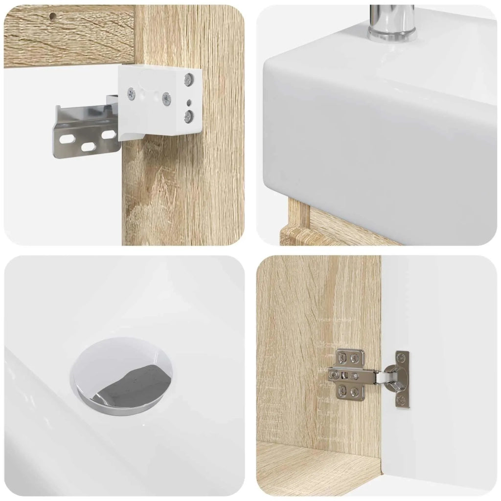 Mobile bagno con rubinetto Rovere Sonoma 45,5 x 22,5 x 84 cm
