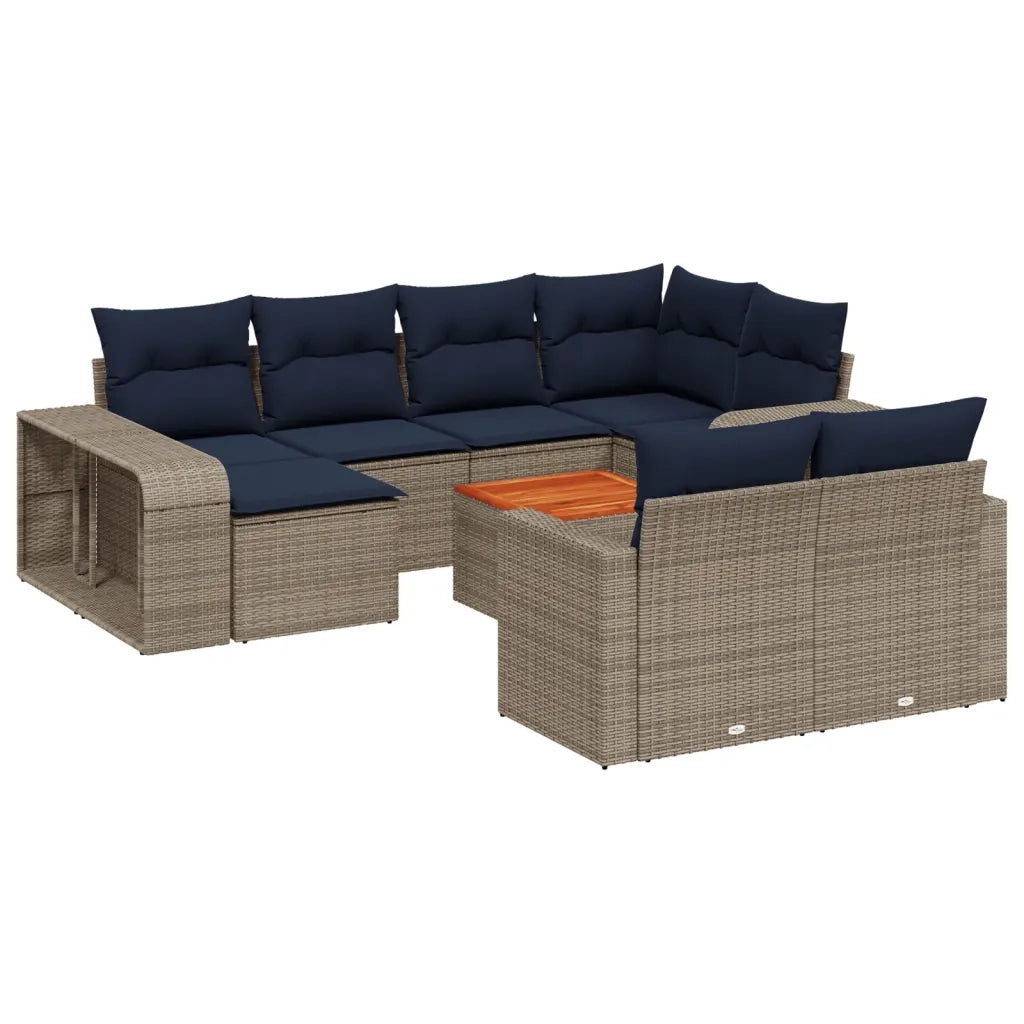 Set Divani da Giardino 11 pz con Cuscini Grigio in Polyrattan 3228921