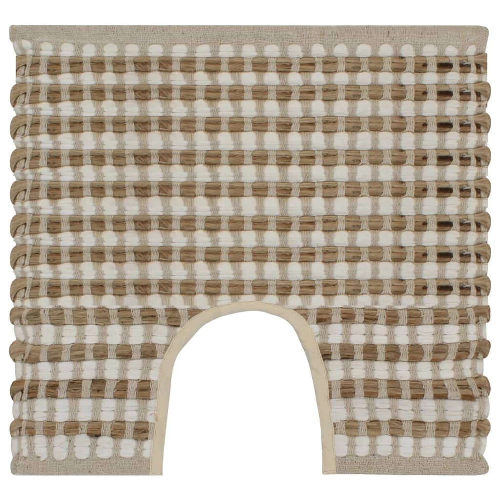 Tappeto da bagno tessuto a mano in colore naturale e bianco 02_0005750