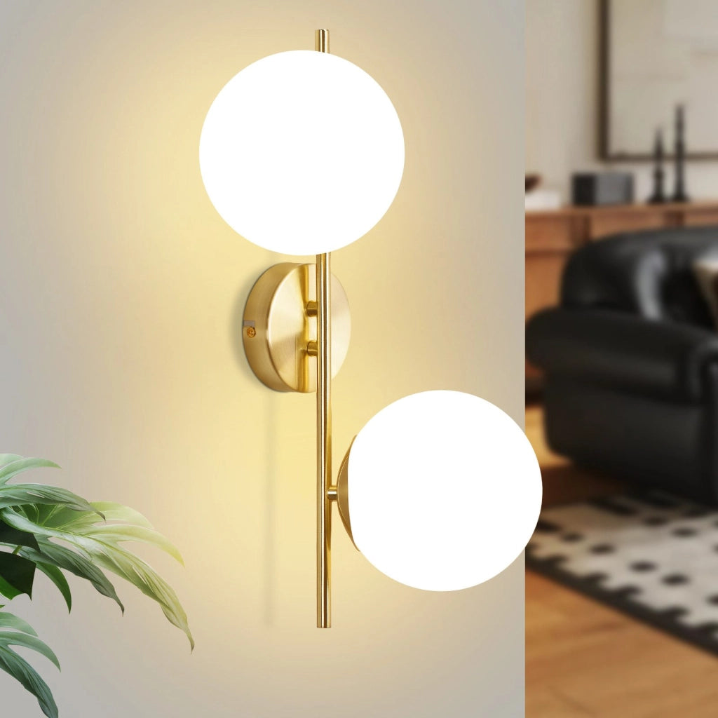 ZMH Applique da parete moderna per interni lampada da parete in oro con paralume in vetro E27 camera da letto corridoio