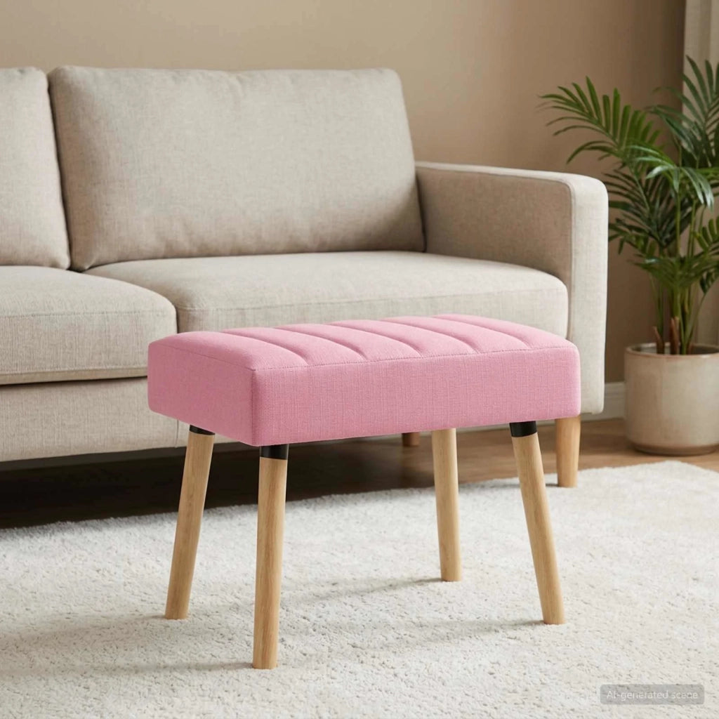 Panchina trapuntata a canale Rosa 60 x 40 x 45 cm Tessuto 42038471