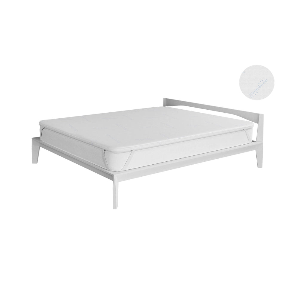 Topper Memory Con Fodera Matrimoniale 160x190 cm in Poliestere e Bioceramica Bianco