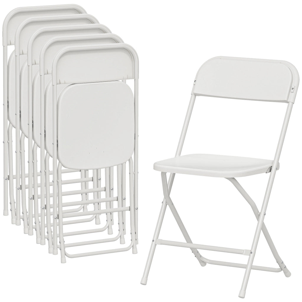 Set 6 Sedie Pieghevoli ¨C zephmum ¨C Plastica e Metallo Bianco 45x49x79.5 cm