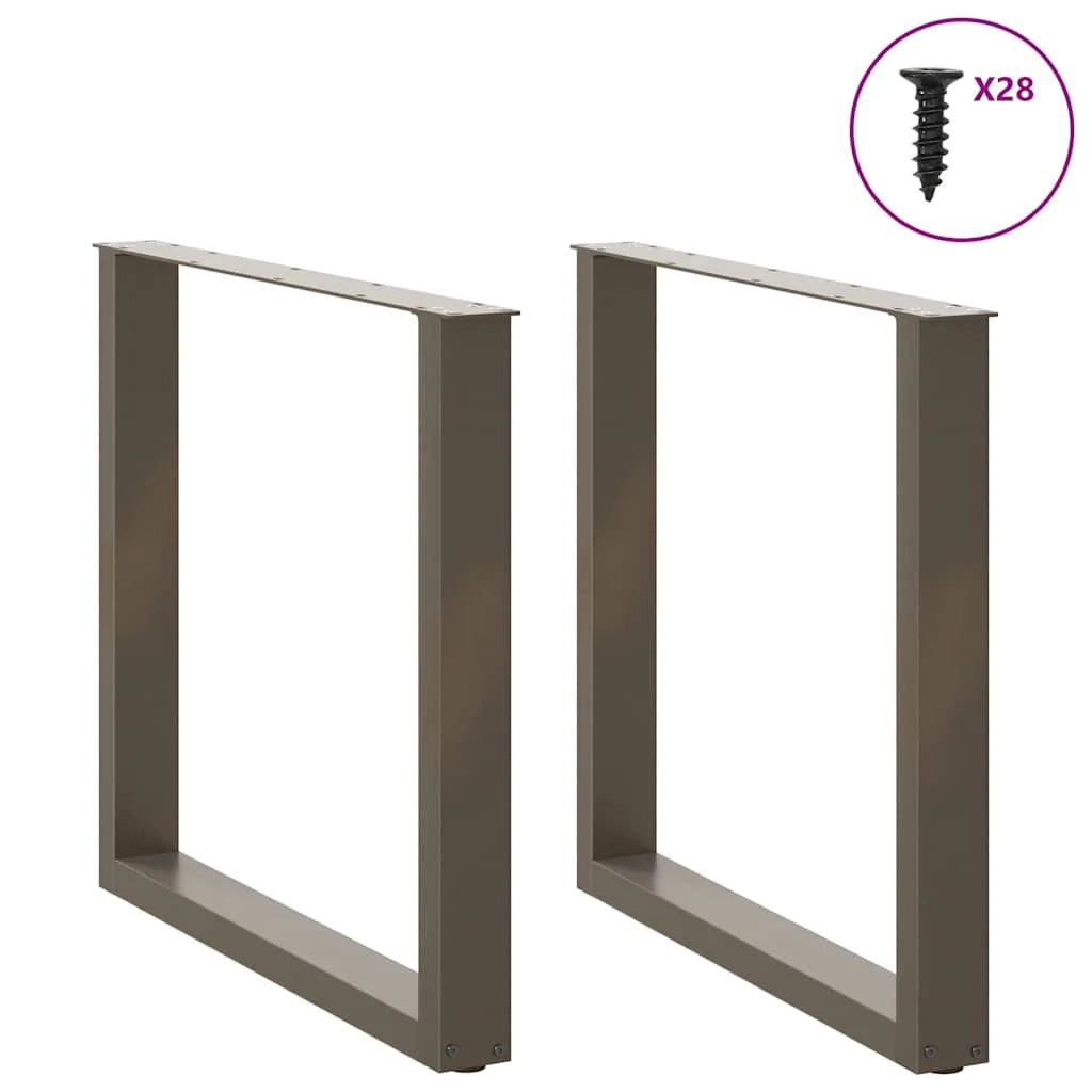 Set di 2 gambe regolabili per tavolo da pranzo a forma di U 80 x 73 cm design moderno acciaio naturale 02_0057431